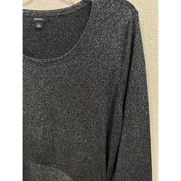 Alfani Women's XL Top Long Sleeve Asymmetrical Sparkle Party Blouse - Picture 2 of 5